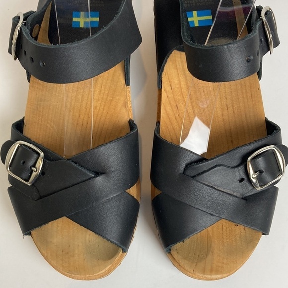 Free People Mia Presley Clogs in Black Leather 39 Hippie Scandi Girl Granola - Picture 7 of 15